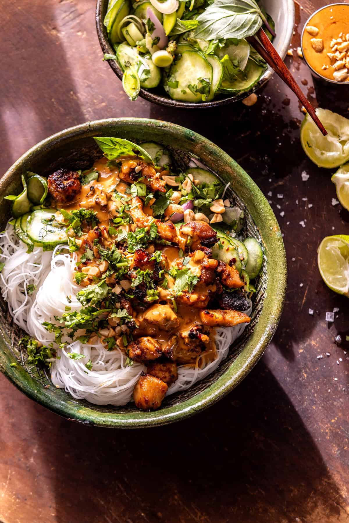 Thai Peanut Chicken Noodle Bowls | halfbakedharvest.com