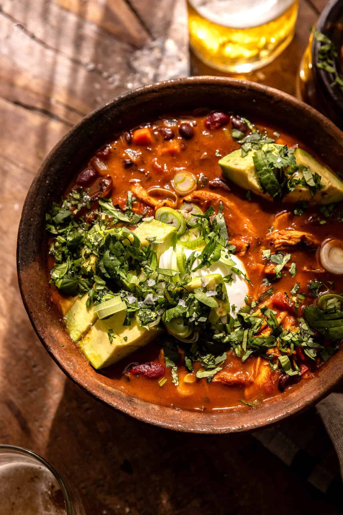Healthy Cheddar Chicken Chili | halfbakedharvest.com