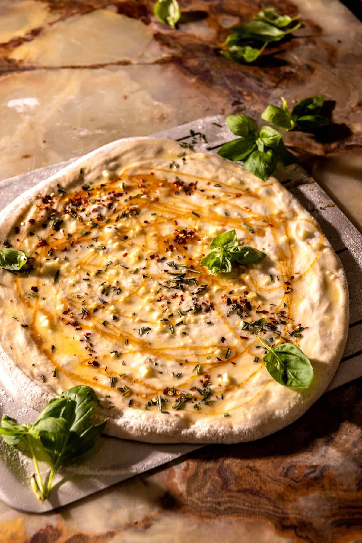 Burrata Potato Pizza with Peppery Lemon Arugula | halfbakedharvest.com