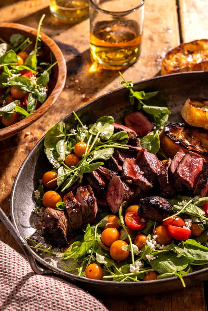 Honey Soy Steak with Cherry Tomato Salad | halfbakedharvest.com