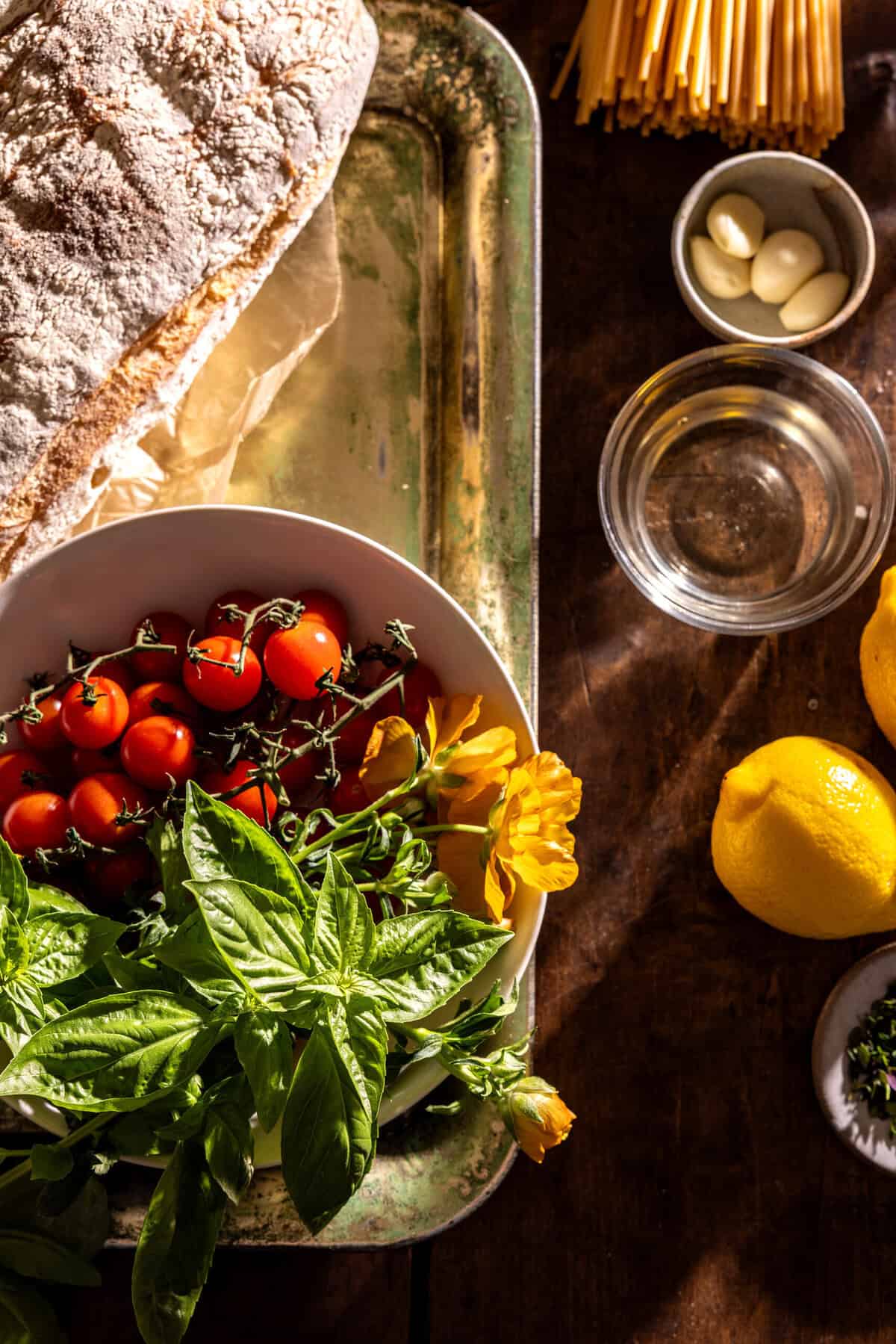 Skillet Burst Cherry Tomato White Wine Garlic Pasta | halfbakedharvest.com