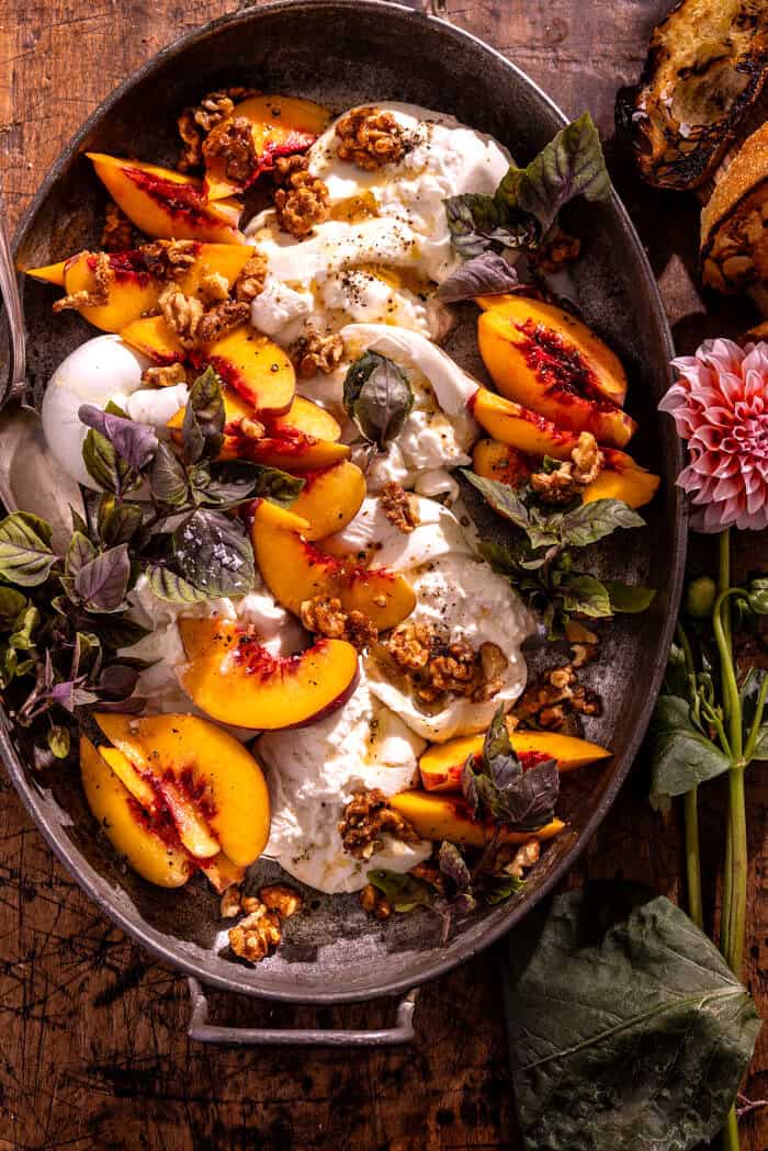 Smashed Burrata with Peaches | halfbakedharvest.com